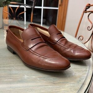 Salvatore Ferragamo Chestnut Leather Slip-Ons loafers  11.5
